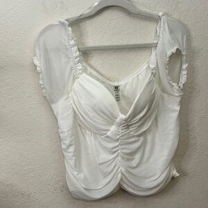 Mono B White Ruched Blouse